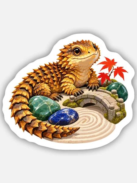 Gürtelschweif im japanischen Steingarten - Sticker Größe S (10 x 10 cm) - Mattweiß