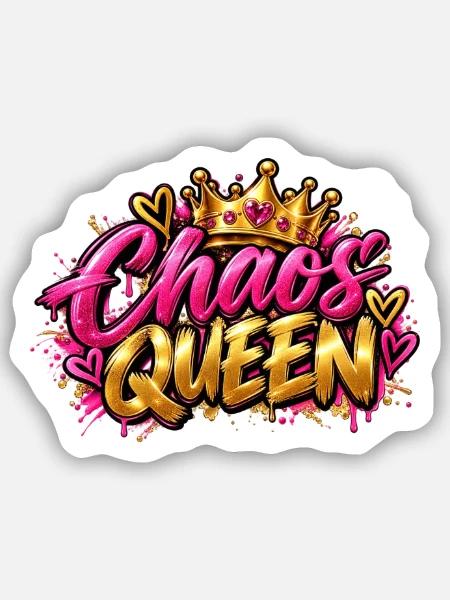 Chaos Königin Graffiti Krone - Sticker Größe S (10 x 10 cm) - Mattweiß