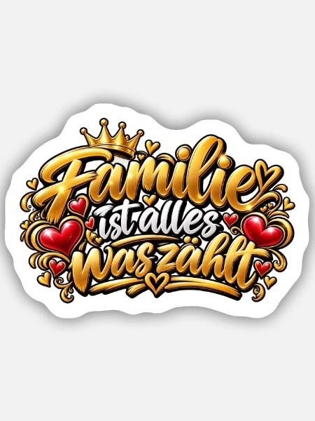 Familie zählt alles - Sticker Größe S (10 x 10 cm) - Mattweiß