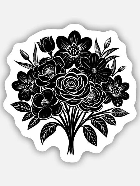 Blumenstrauß - Sticker Größe S (10 x 10 cm) - Mattweiß