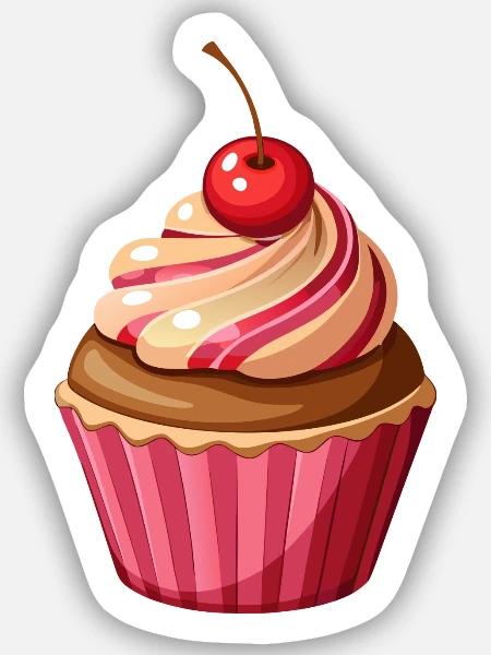 Cupcake - Sticker Größe S (10 x 10 cm) - Mattweiß