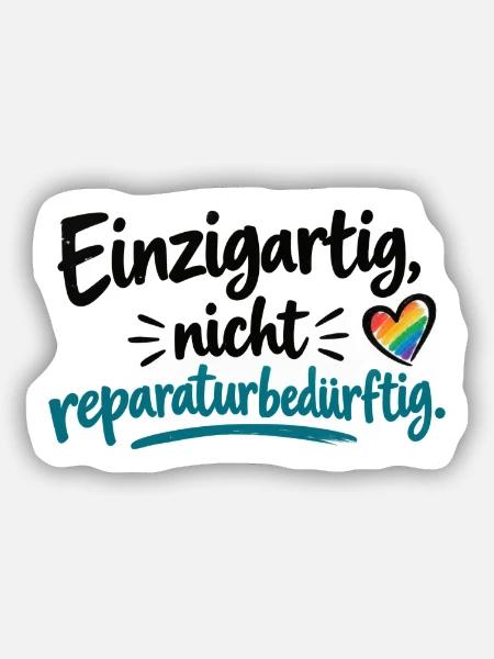 Einzigartig, nicht regulär Herz - Sticker Größe S (10 x 10 cm) - Mattweiß