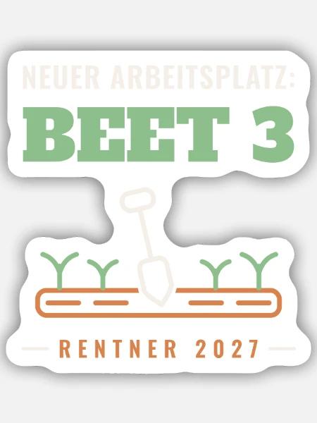 Rentner 2027 Garten - Sticker Größe S (10 x 10 cm) - Mattweiß