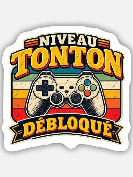 Onkel-Level freigeschaltetes Gamer-Geschenk für Onkel - Sticker Größe S (10 x 10 cm) - Mattweiß