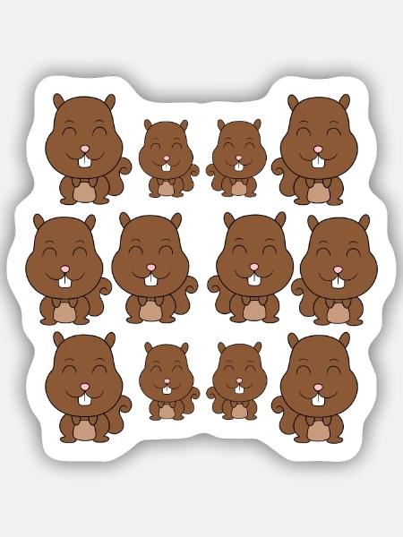 Süßes Eichhörnchengesicht - Sticker Größe S (10 x 10 cm) - Mattweiß