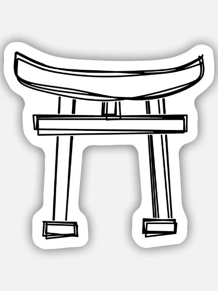 Torii handgezeichnet - Sticker Größe S (10 x 10 cm) - Mattweiß