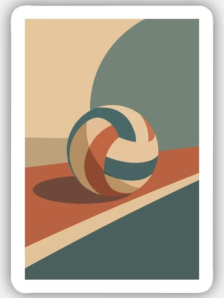Retro Volleyball Farbenspiel - Sticker Größe S (10 x 10 cm) - Mattweiß