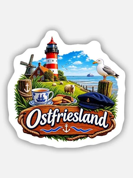 OSTFRIESLAND - Sticker Größe S (10 x 10 cm) - Mattweiß