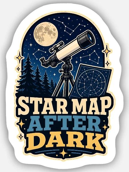 STAR MAP AFTER DARK - Sticker Größe S (10 x 10 cm) - Mattweiß