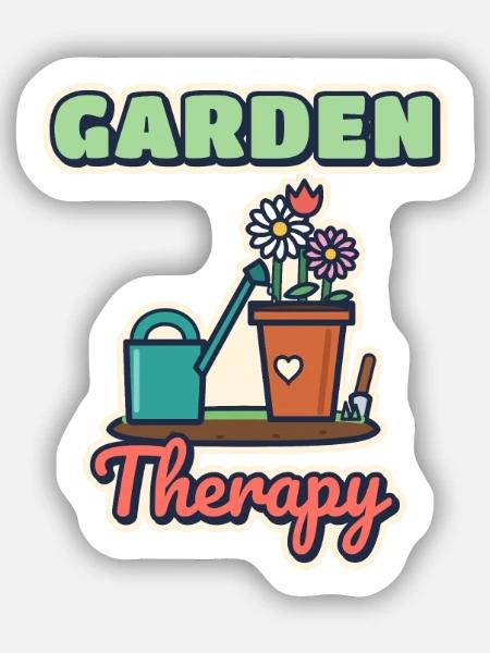 Gartentherapie - Sticker Größe S (10 x 10 cm) - Mattweiß