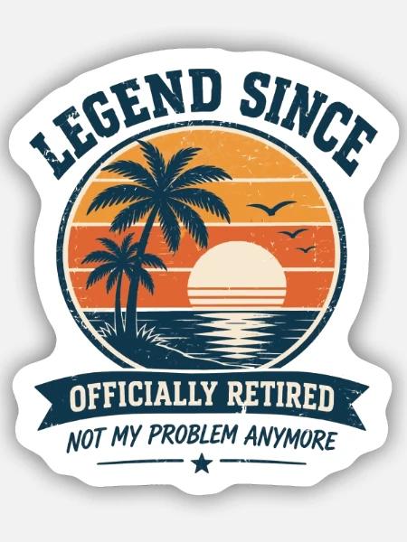 Ruhestand Strandlegende - Sticker Größe S (10 x 10 cm) - Mattweiß