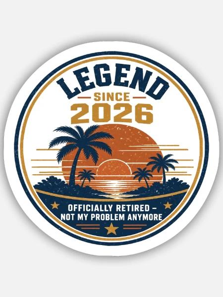 Legend Sunset 2026 Retirement - Sticker Größe S (10 x 10 cm) - Mattweiß