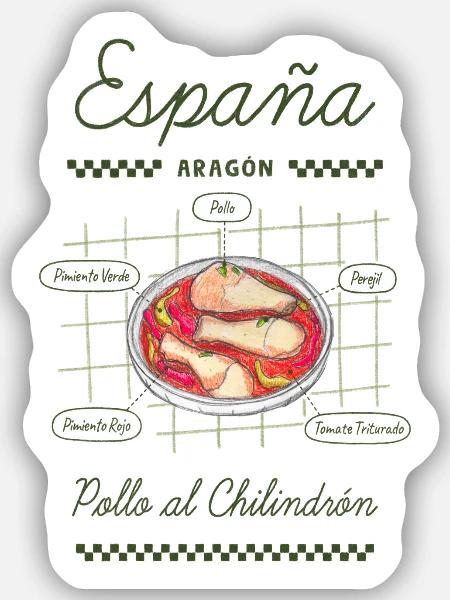 Huhn mit Chilindrón - Sticker Größe S (10 x 10 cm) - Mattweiß