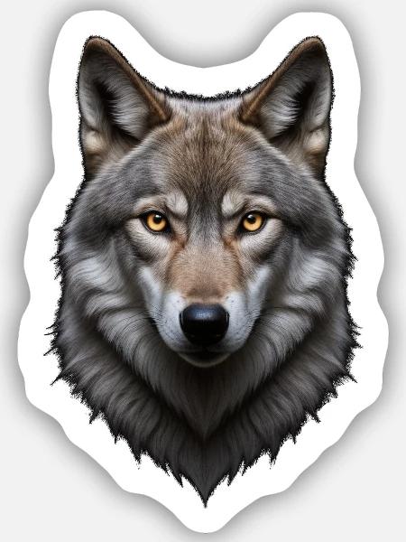 Wolfskopf  - Sticker Größe S (10 x 10 cm) - Mattweiß