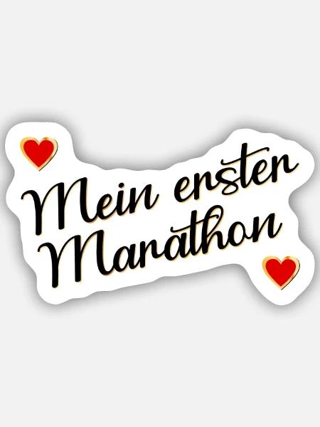 Erster Marathon, Laufen - Sticker Größe S (10 x 10 cm) - Mattweiß