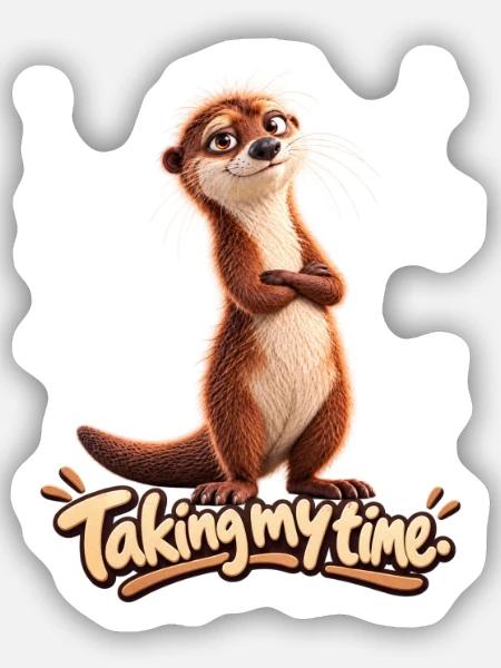 Niedlicher Otter | Taking my Time - Sticker Größe S (10 x 10 cm) - Mattweiß