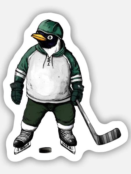 Hockey Pinguin - Sticker Größe S (10 x 10 cm) - Mattweiß