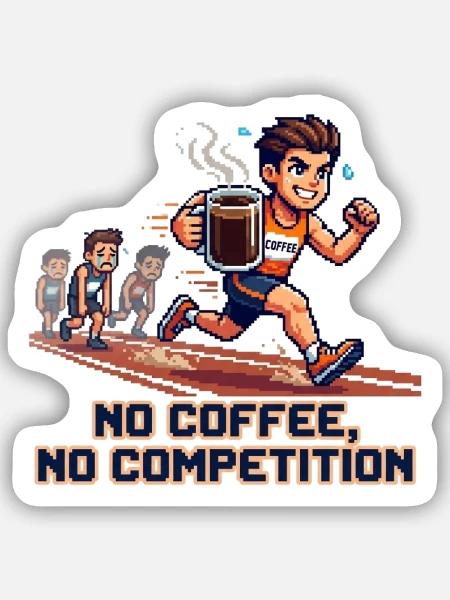 No_coffee-_no_competion - Sticker Größe S (10 x 10 cm) - Mattweiß