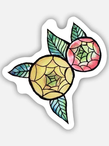 Pastellfarbene Blumenmandala, Pastellfarben - Sticker Größe S (10 x 10 cm) - Mattweiß