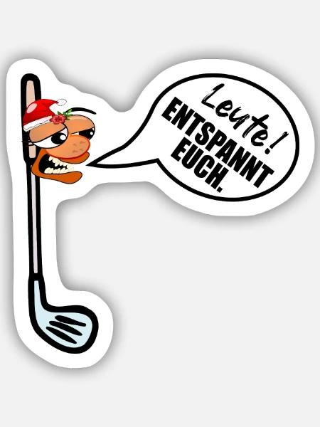 Weihnachten Golfschläger Weihnachtsstress - Sticker Größe S (10 x 10 cm) - Mattweiß