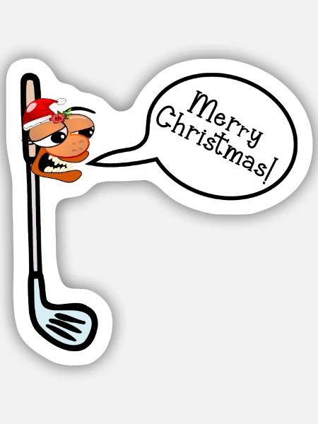 Frohe Weihnachten Golf - Sticker Größe S (10 x 10 cm) - Mattweiß