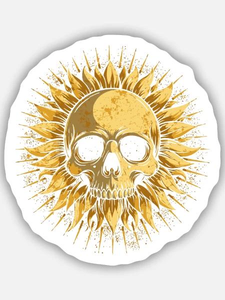 Sonnenblume Schädel Gothic Grunge - Sticker Größe S (10 x 10 cm) - Mattweiß