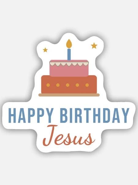 Happy Birthday Jesus – Christmas Cake - Sticker Größe S (10 x 10 cm) - Mattweiß