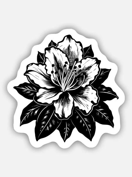 Rhododendronblüte - Sticker Größe S (10 x 10 cm) - Mattweiß