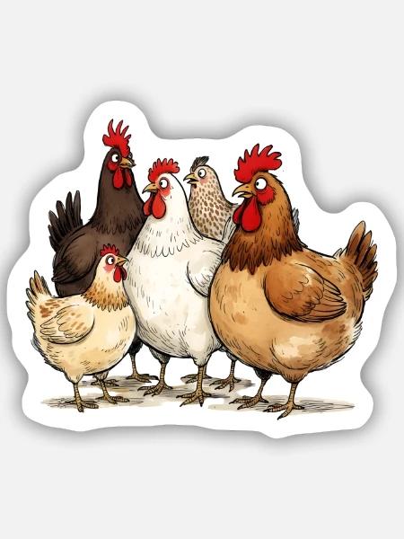 Hennentruppe am Hof Hühner-Flüsterer - Sticker Größe S (10 x 10 cm) - Mattweiß