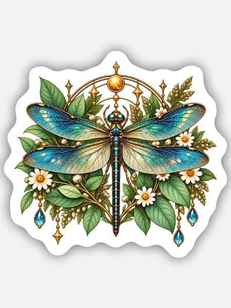 Azurblaue Libellenpracht - Sticker Größe S (10 x 10 cm) - Mattweiß