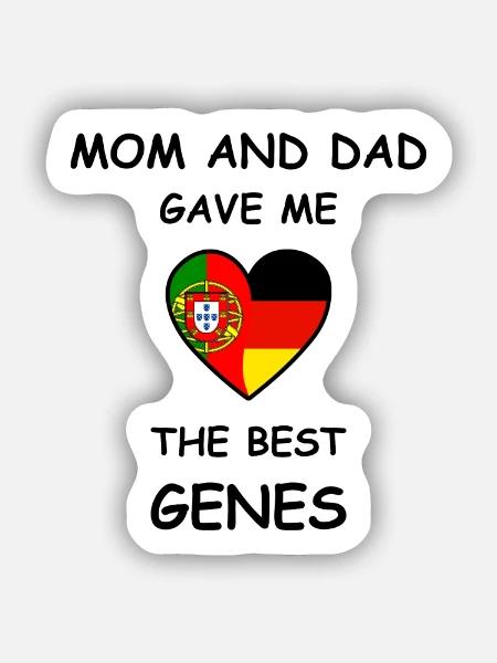 Portugal Germany Genes Heart - Sticker Größe S (10 x 10 cm) - Mattweiß