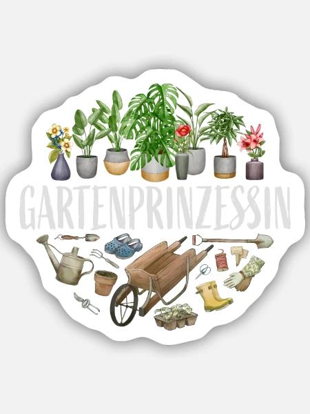 Gartenprinzessin - Sticker Größe S (10 x 10 cm) - Mattweiß