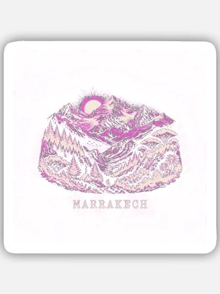Marrakesch Mountain Magenta Retro - Sticker Größe S (10 x 10 cm) - Mattweiß