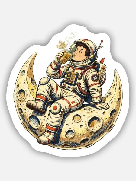 Lunar Astronaut Moon Lounge - Sticker Größe S (10 x 10 cm) - Mattweiß