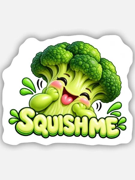 Squishme Brokkoli Cartoon - Sticker Größe S (10 x 10 cm) - Mattweiß