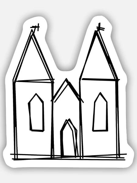 Kölner Dom handgezeichnet - Sticker Größe S (10 x 10 cm) - Mattweiß