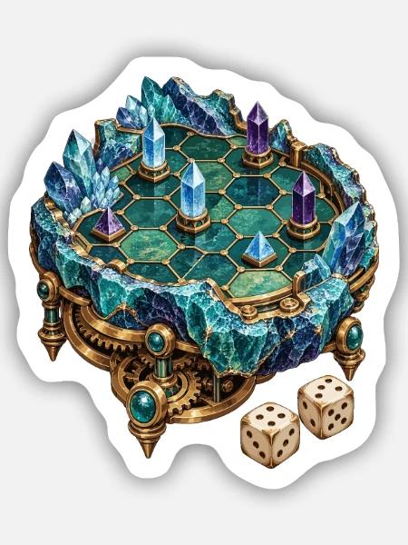 Bergwerkskristall als mechanisches Spielbrett - Sticker Größe S (10 x 10 cm) - Mattweiß
