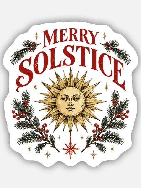 Fröhliche Sonnenwende Wintersonne Volksdesign - Sticker Größe S (10 x 10 cm) - Mattweiß