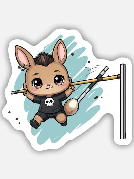 Punk-Kaninchen Sprungkunst - Sticker Größe S (10 x 10 cm) - Mattweiß