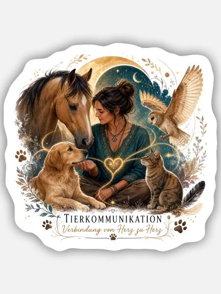 Herzverbindung Mensch Tierwelt - Sticker Größe S (10 x 10 cm) - Mattweiß