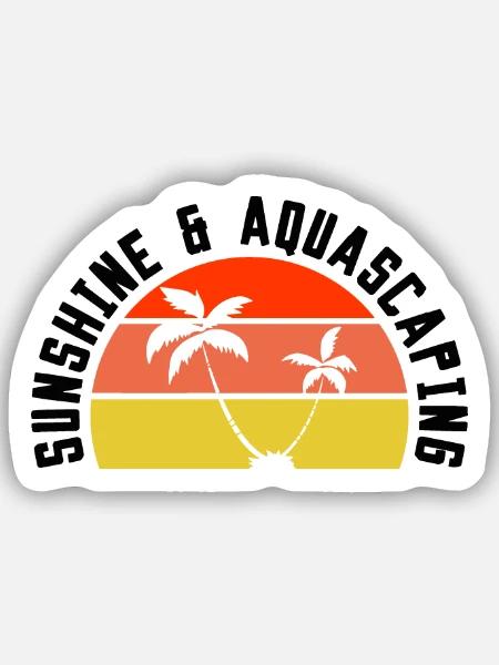 Sunshine Aquascaping Retro - Sticker Größe S (10 x 10 cm) - Mattweiß