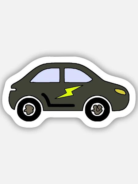 Blitzauto Silhouette - Sticker Größe S (10 x 10 cm) - Mattweiß