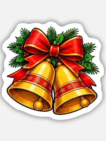 Weihnachtsglocken mit Schleife - Sticker Größe S (10 x 10 cm) - Mattweiß