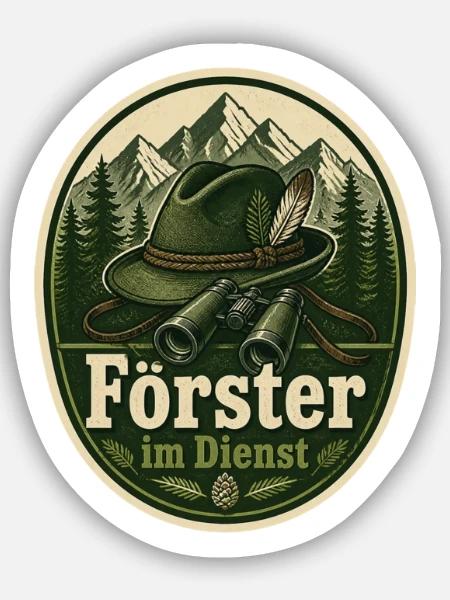 Förster im Dienst Kostüm Wald Verkleidung Fasching - Sticker Größe S (10 x 10 cm) - Mattweiß