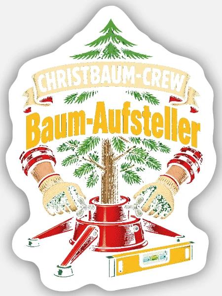 Christbaum-Crew Baum-Aufsteller - Sticker Größe S (10 x 10 cm) - Mattweiß