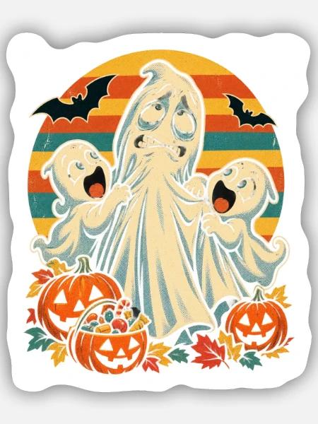 Halloween-Geist Still-Mama im Cluster-Chaos - Sticker Größe S (10 x 10 cm) - Mattweiß