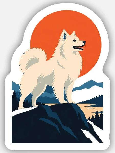 Indian Spitz - Sticker Größe S (10 x 10 cm) - Mattweiß