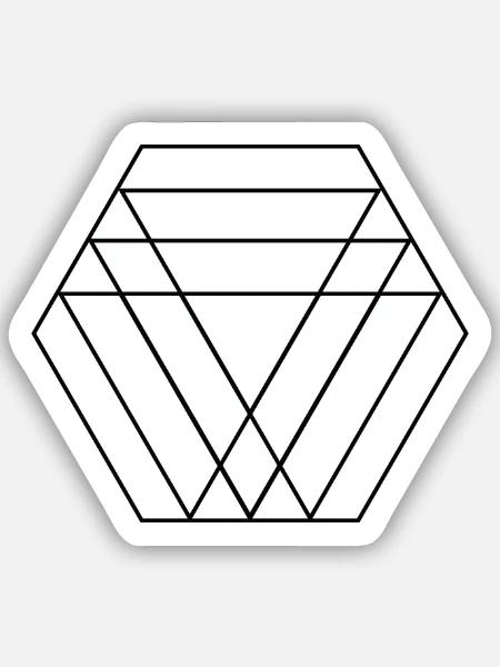 Hexagon-Prismenlinien - Sticker Größe S (10 x 10 cm) - Mattweiß