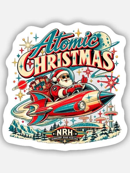 Atomic Christmas NRH Santa Rocket - Sticker Größe S (10 x 10 cm) - Mattweiß