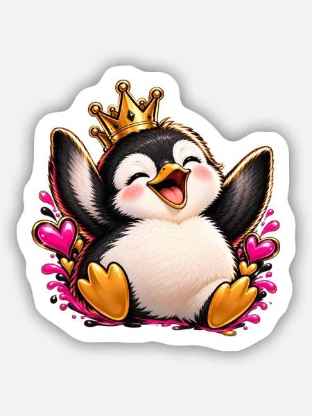 Königspinguin Jubelherz - Sticker Größe S (10 x 10 cm) - Mattweiß